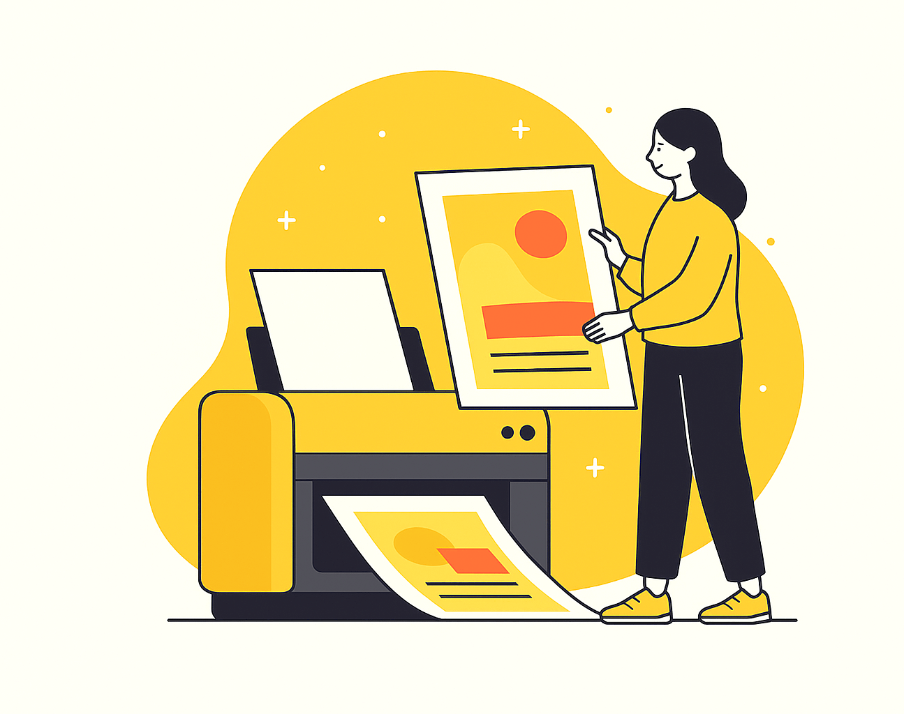 Ilustración de servicios de impresión profesional deedpri